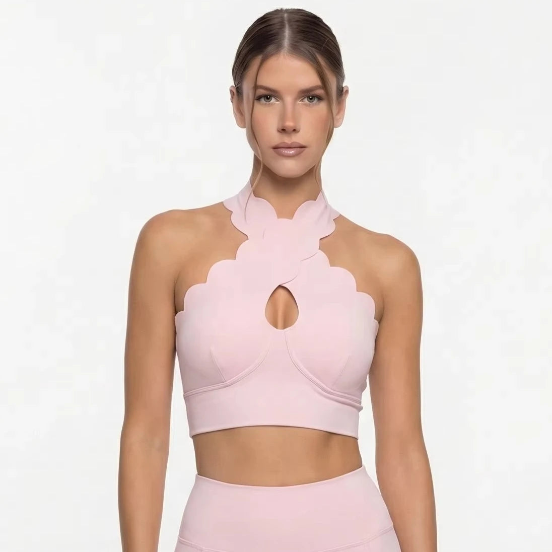 BELLA – Scallop Cross Halter Top