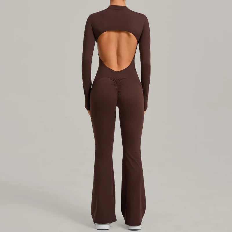 SÉRÉNA – Backless Sculpt Flare Jumpsuit