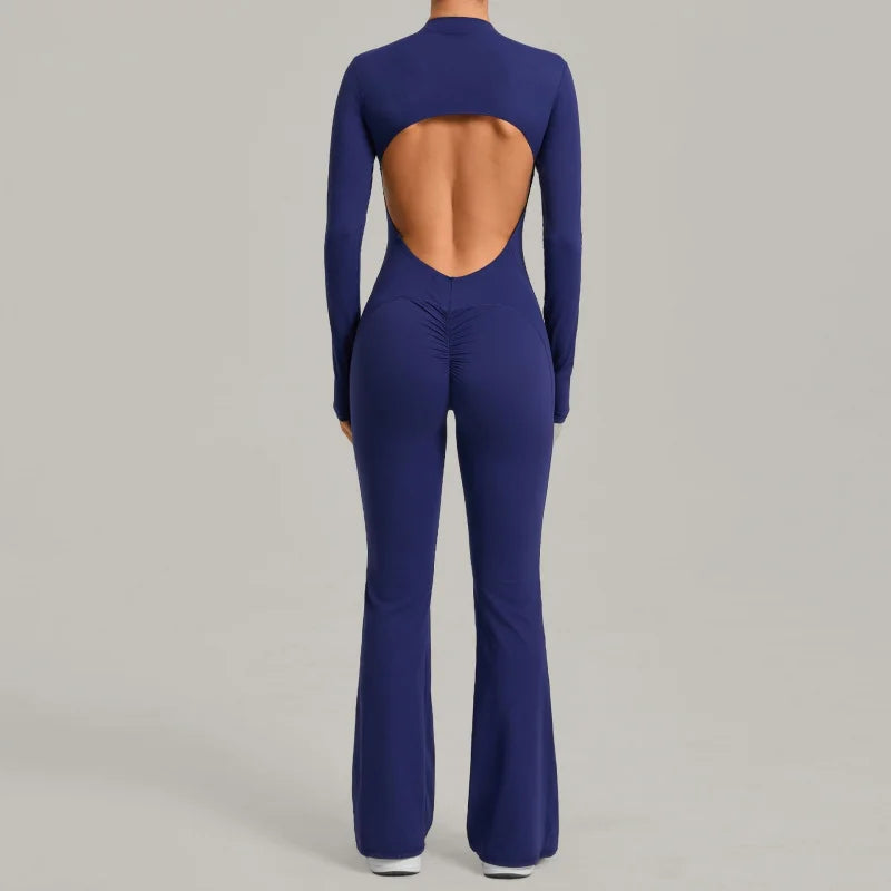 SÉRÉNA – Backless Sculpt Flare Jumpsuit