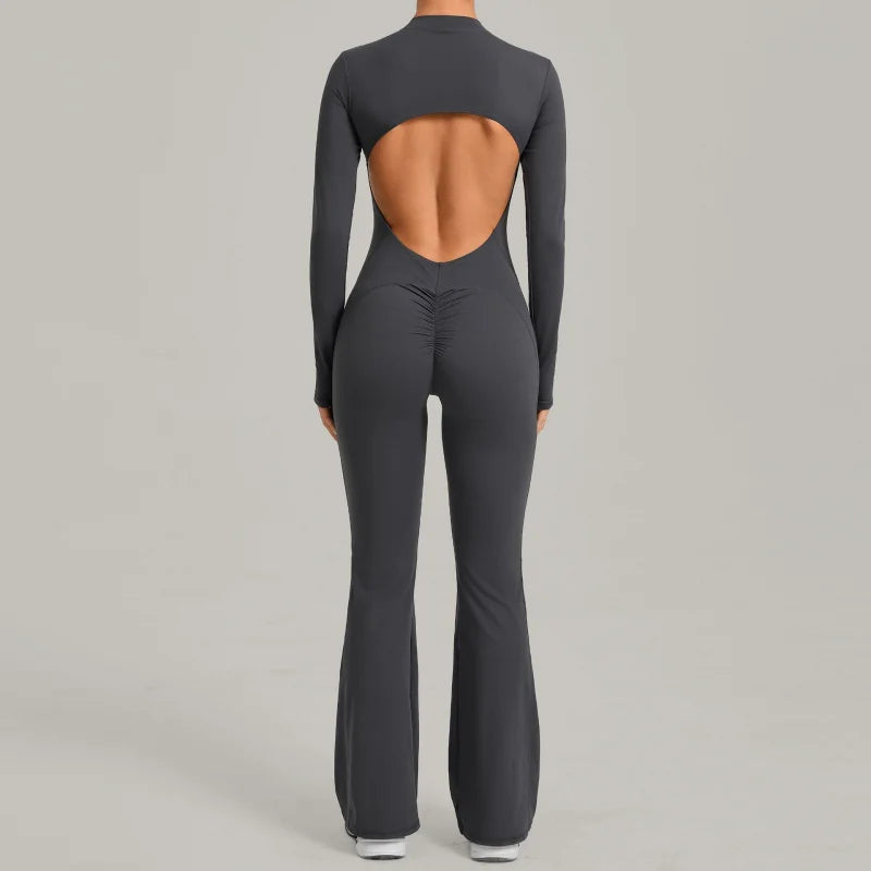 SÉRÉNA – Backless Sculpt Flare Jumpsuit